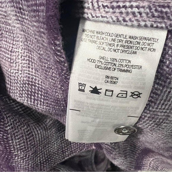 Columbia Womens Canyon Point II Shirt Jacket Purple  Hooded Flannel Hiking Large - Picture 9 of 9